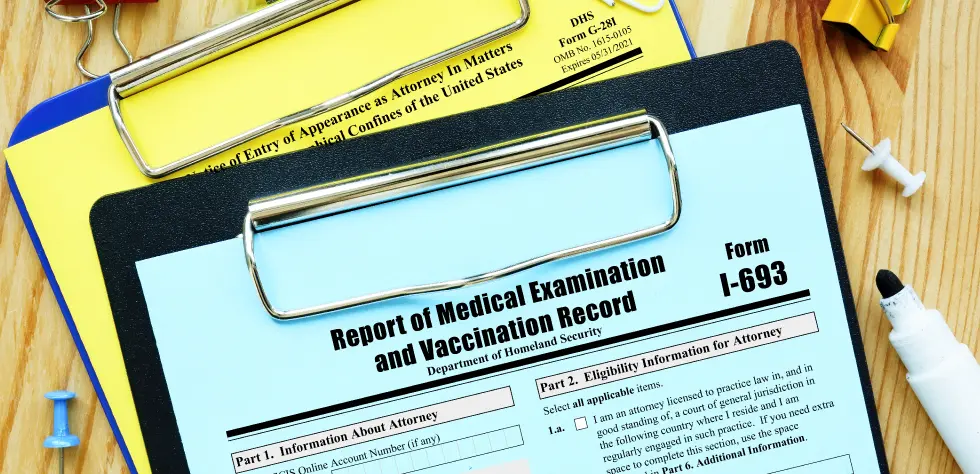 US immigration vaccine requirements: Form I-693 medical record